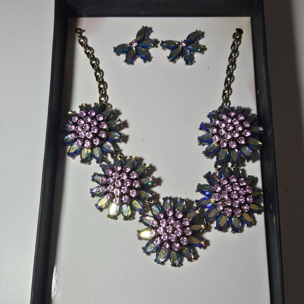 K&M Accessories Costume Jewelry Necklace Earrings Box Set
